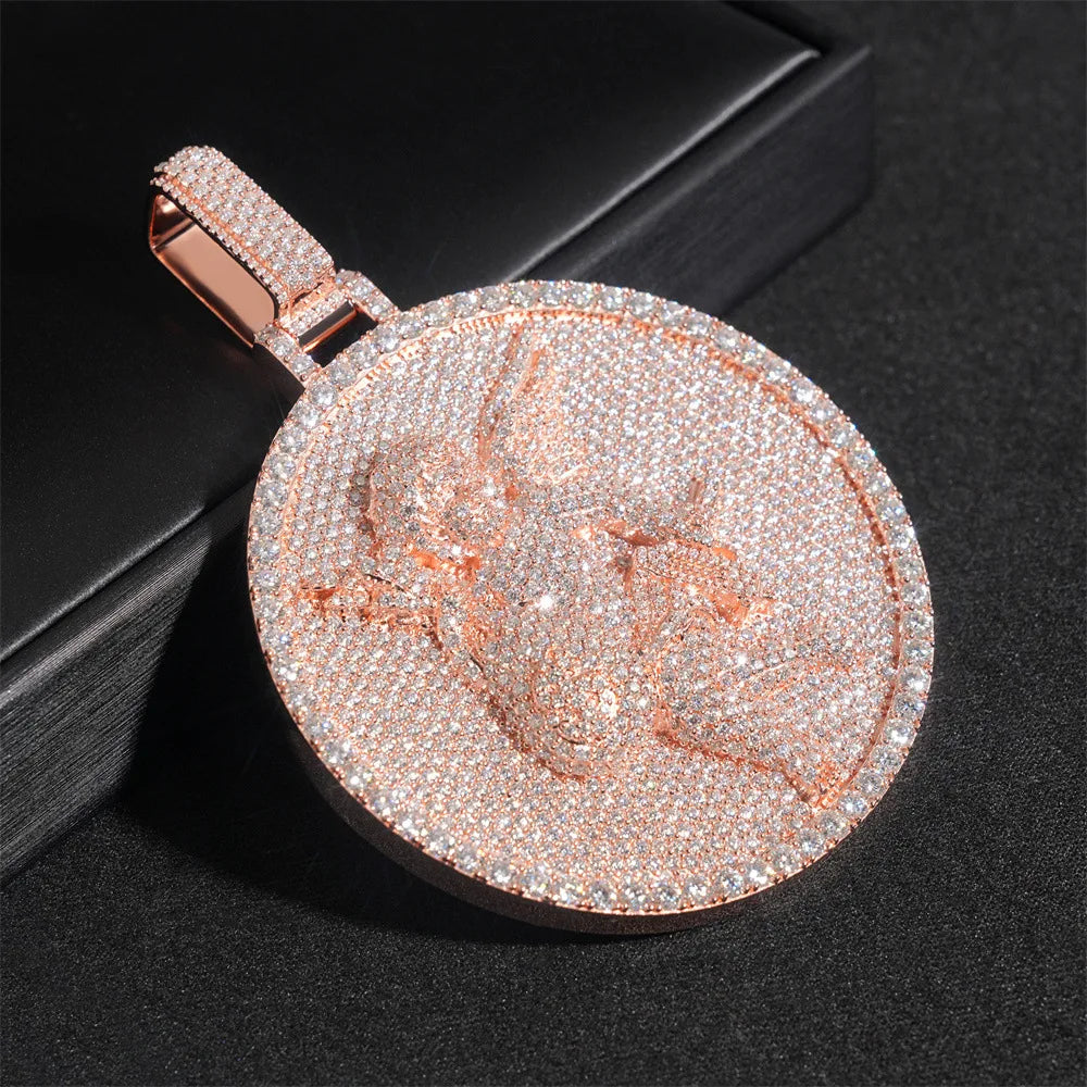 2.5 inch disc angel hip hop pendant 925 silver moissanite pendant can wear 10mm chain (without chain)