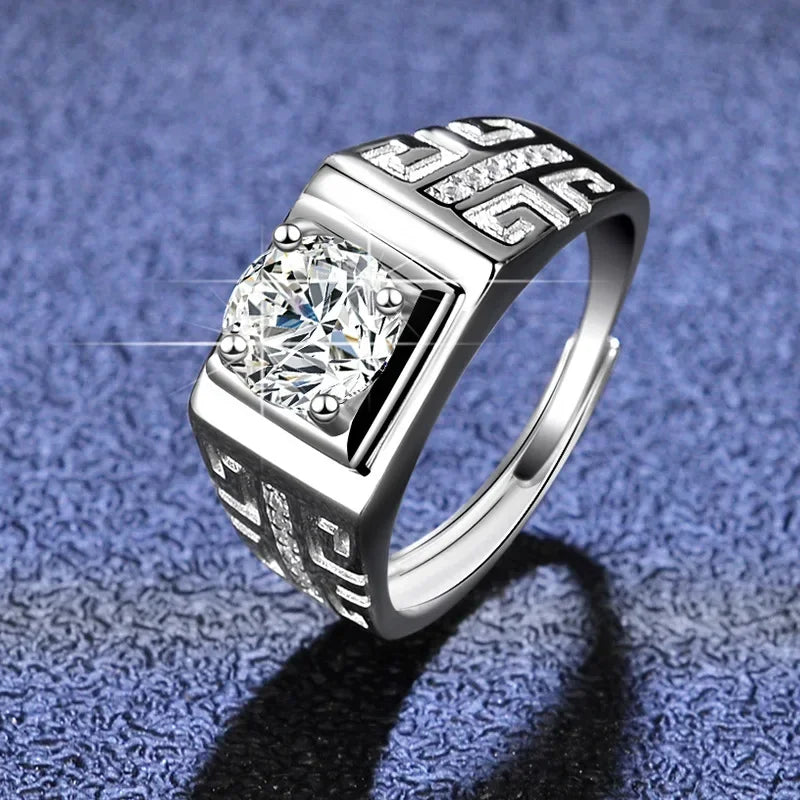 High - Quality Pt950 Platinum Men's Ring with 1CT Certified Moissanite - Perfect for Weddings & Birthdays