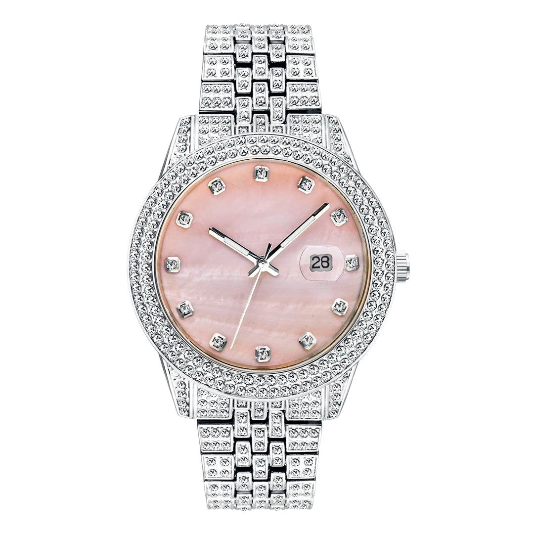 Green Women Watch Elegant Fashion Retro Style Color Ladies Quartz Watches Diamond Band Calendar Waterproof Wristwatch Female