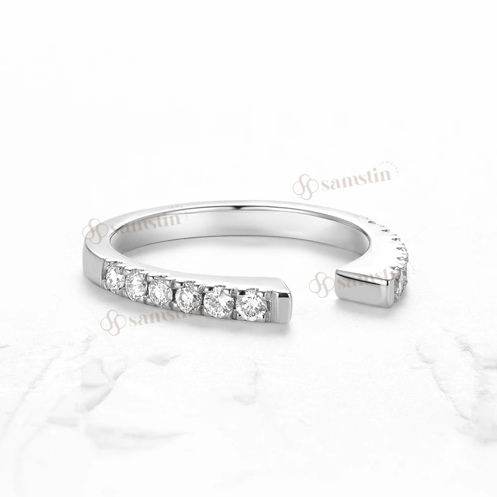 Samstin 0.36CTW Lab Grown Diamonds Opening Ring for Women Men Solid Platinum 950 14K 10K 585 White Gold for Anniversary Party