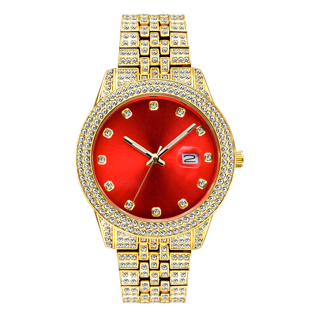 Green Women Watch Elegant Fashion Retro Style Color Ladies Quartz Watches Diamond Band Calendar Waterproof Wristwatch Female
