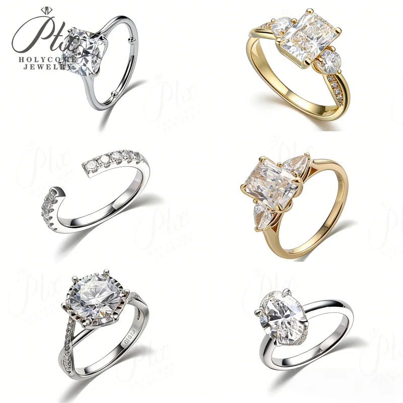 Lab Grown Diamond Ring 1ct/2ct/3ct D Color Round/Oval/Cushion/Radiant 10k14k18k Gold Women Engagement Wedding Band