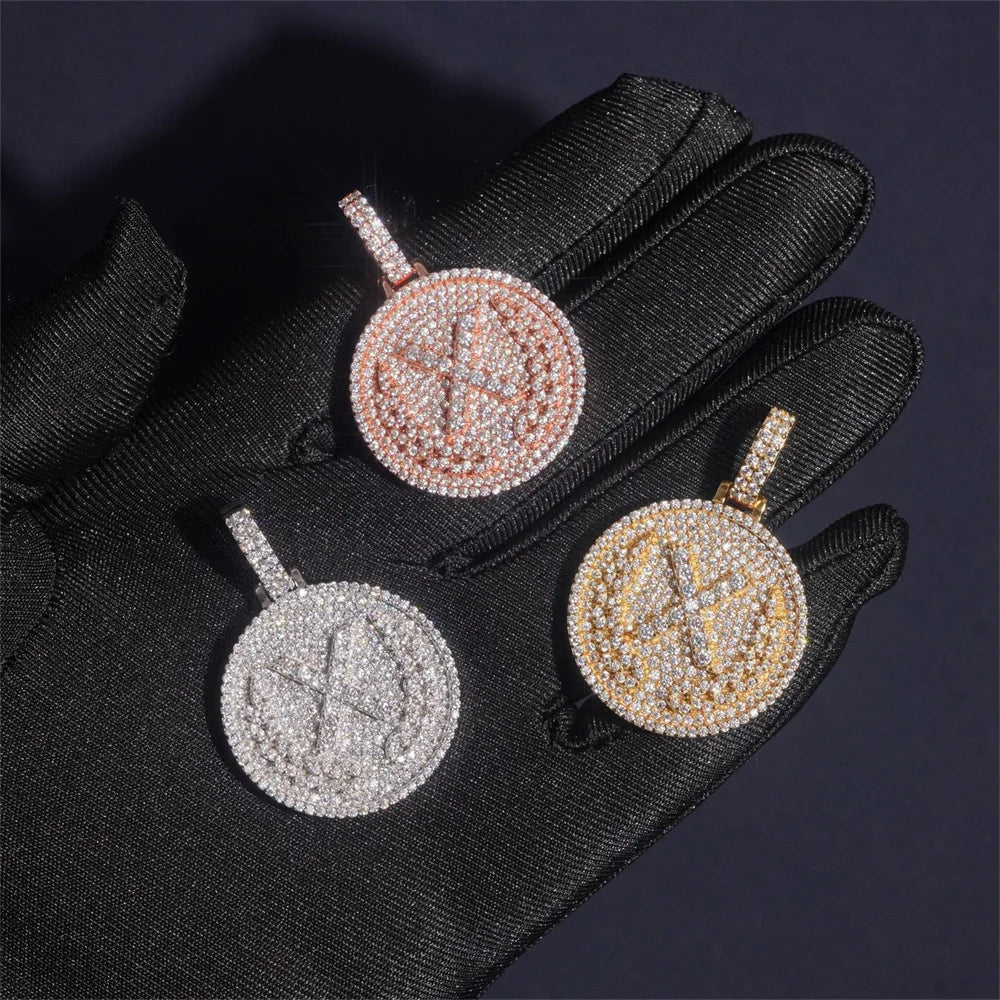 Moissminer X Round Pendant VVS Moissanite S925 Silver Iced Out Necklaces Men Women Hip Hop Jewelry Pass Tester With GRA