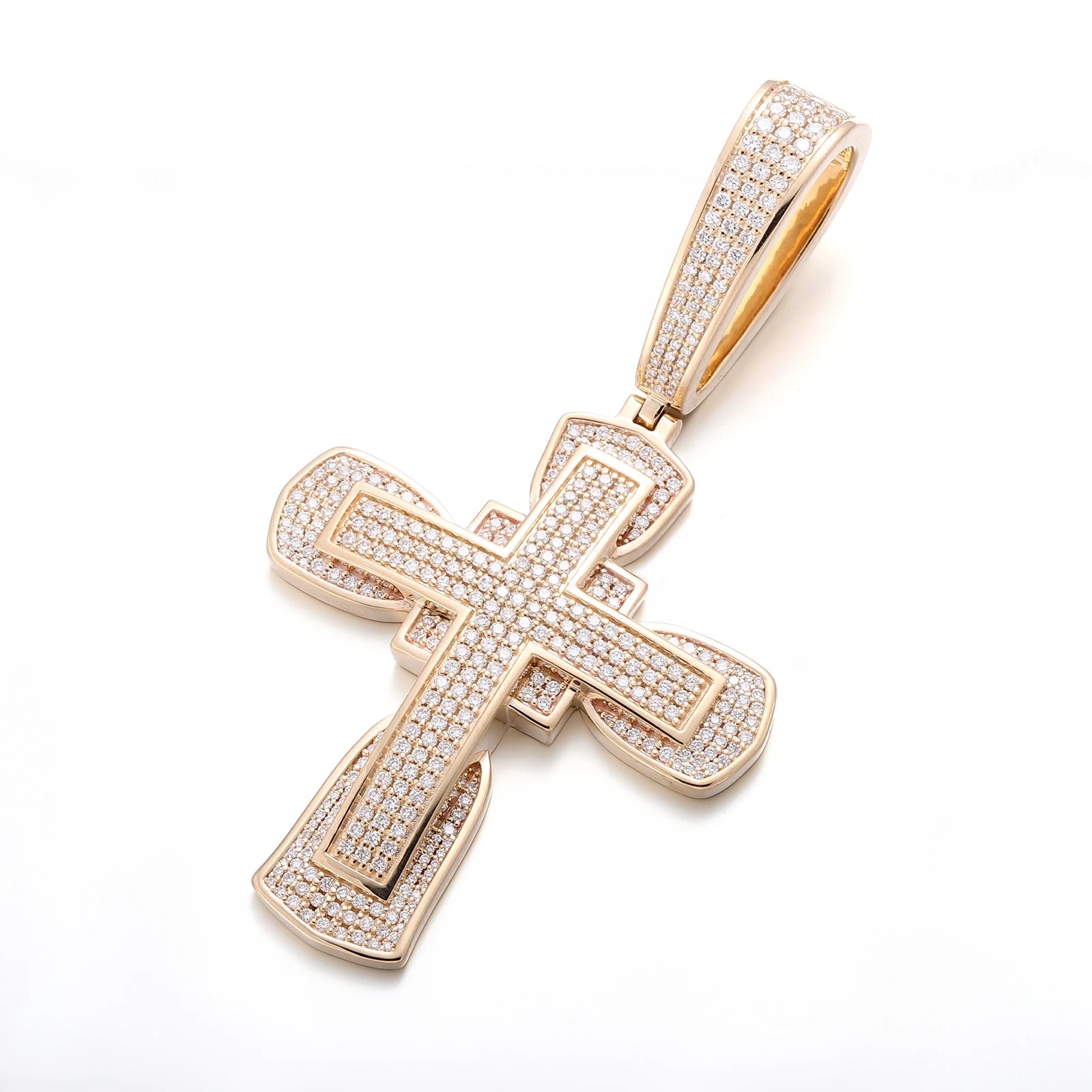 Provence Hip Hop Pendant for Women Moissanite Cross Pendant Custom Jewelry Real K Gold Charm Yellow Gold Pendant