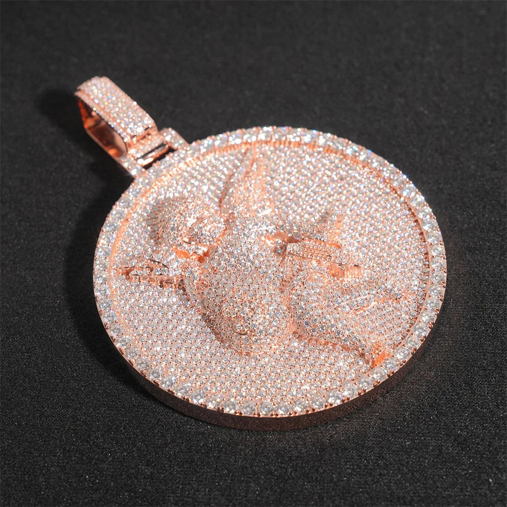 2.5 inch disc angel hip hop pendant 925 silver moissanite pendant can wear 10mm chain (without chain)