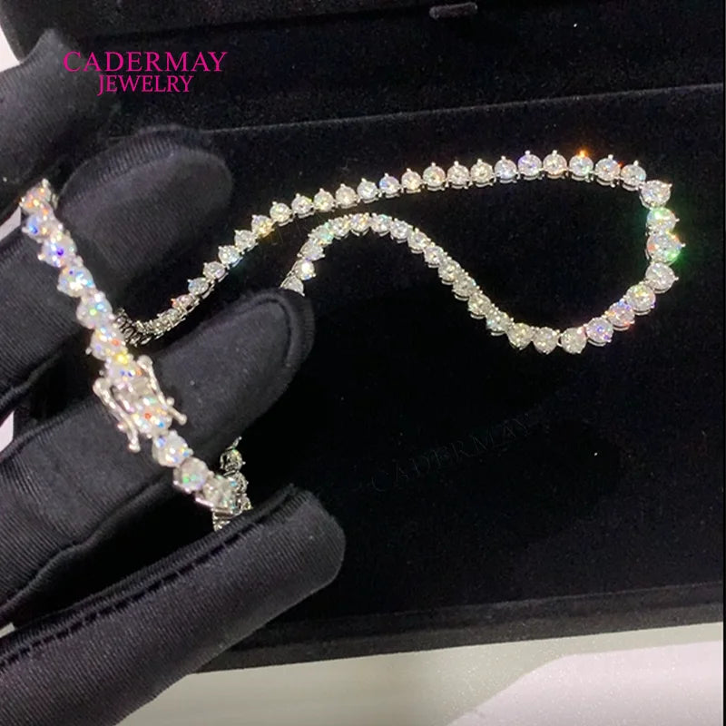 925 Silver V Shape Moissanite Necklace 3 Prongs VVS1 Moissanite Graduated Tennis Chain for Women Wedding Party Christmas Gift