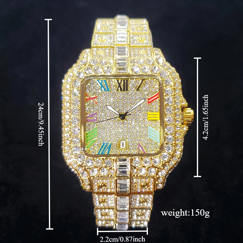 Hot Sale Diamond Watch for Men Top Brand Luxury Ice Wristwatch Fashion Stainless Steel Waterproof Quartz Watches Dropshipping