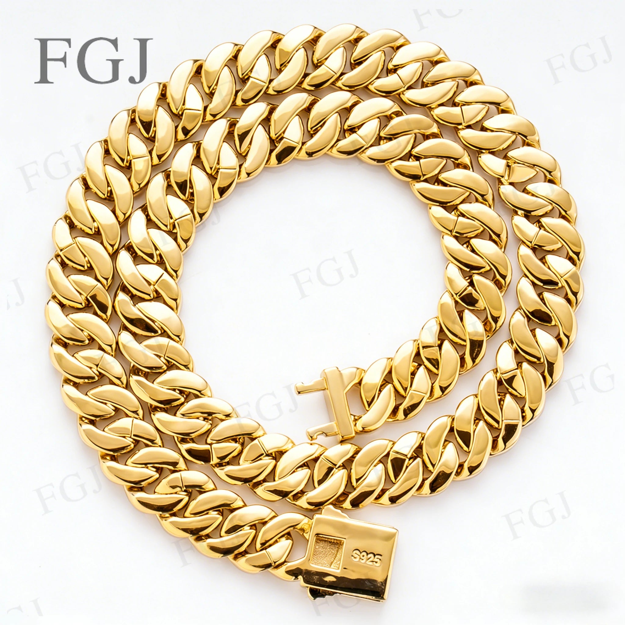 925 Sterling Silver Moissanite Cuban Chain White & Yellow Gold Plated Full Chain Sparkle Fine Necklace For Wedding Gifts