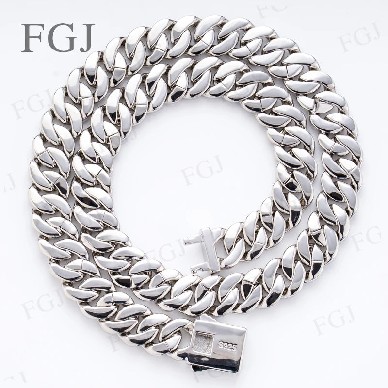 925 Sterling Silver Moissanite Cuban Chain White & Yellow Gold Plated Full Chain Sparkle Fine Necklace For Wedding Gifts