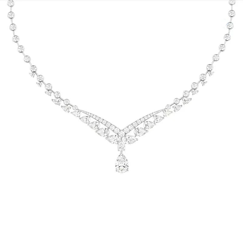 10k White Gold Pear Cut & Round Cut total 6.8ctw DEF VS Lab Grown Diamond Main stone 1CT(IGI) Laxury Jewelry For Lady