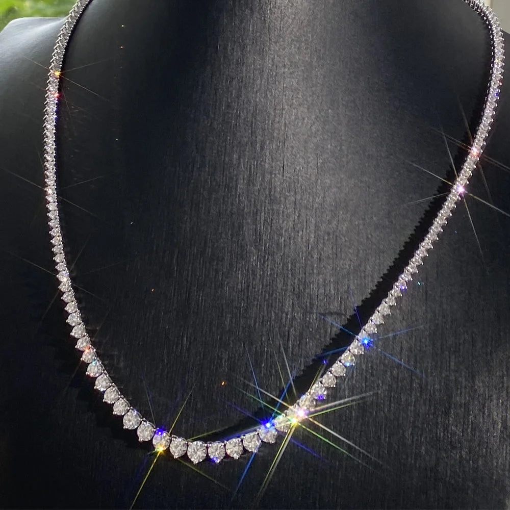Provence Luxury Graduated Tennis Necklace KGold DEF/VS Lab Diamonds Wedding Necklace Evening dress Jewelry Tennis Custom
