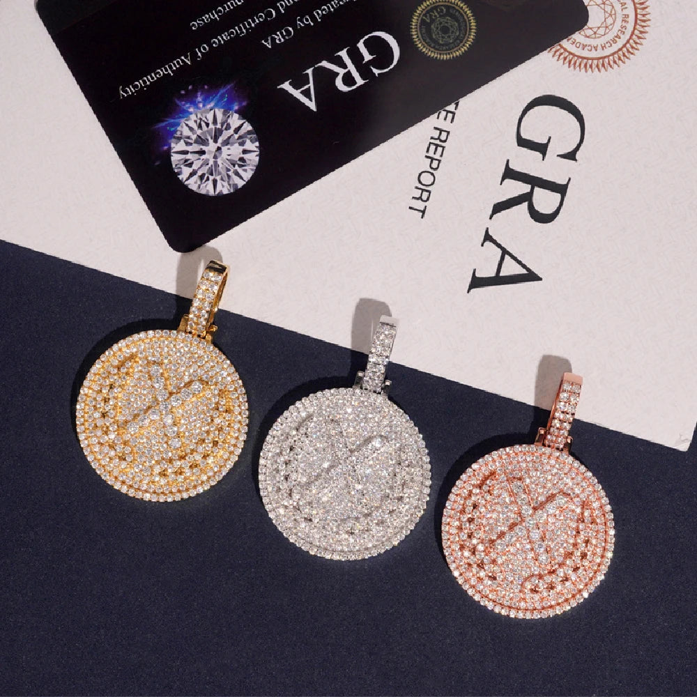 Moissminer X Round Pendant VVS Moissanite S925 Silver Iced Out Necklaces Men Women Hip Hop Jewelry Pass Tester With GRA