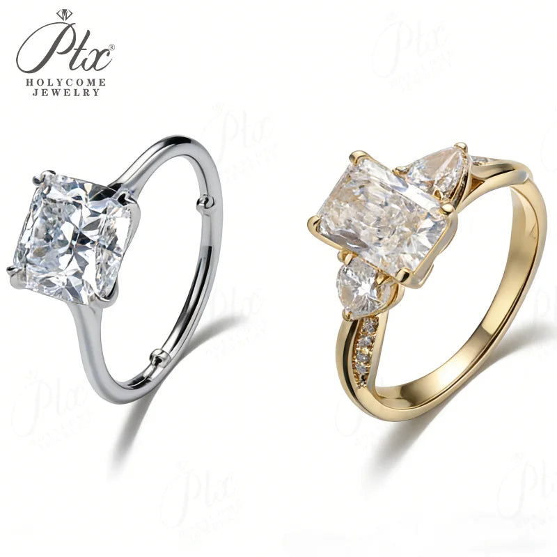 Lab Grown Diamond Ring 1ct/2ct/3ct D Color Round/Oval/Cushion/Radiant 10k14k18k Gold Women Engagement Wedding Band