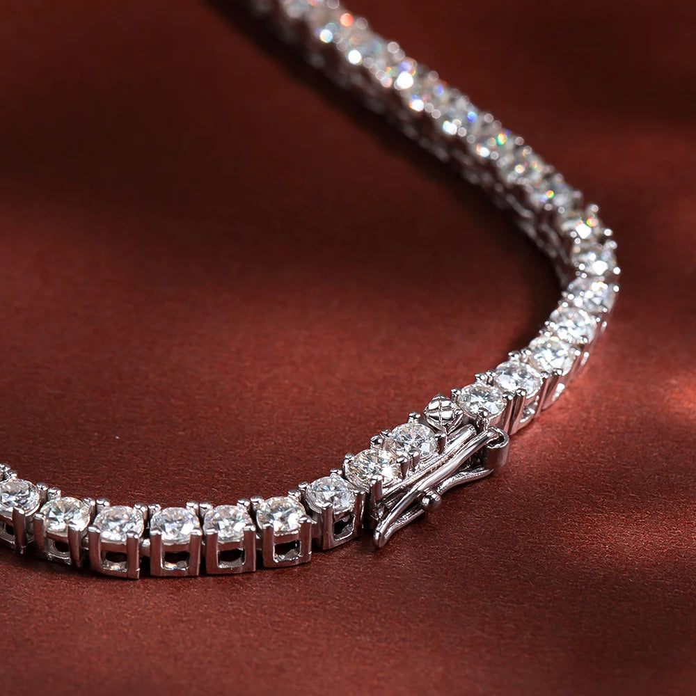 BXINY Luxury Gradient Full Moissanite Tennis Necklaces S925 Silver GRA Certified Diamond for Women Romantic Bridal Gifts Jewelry
