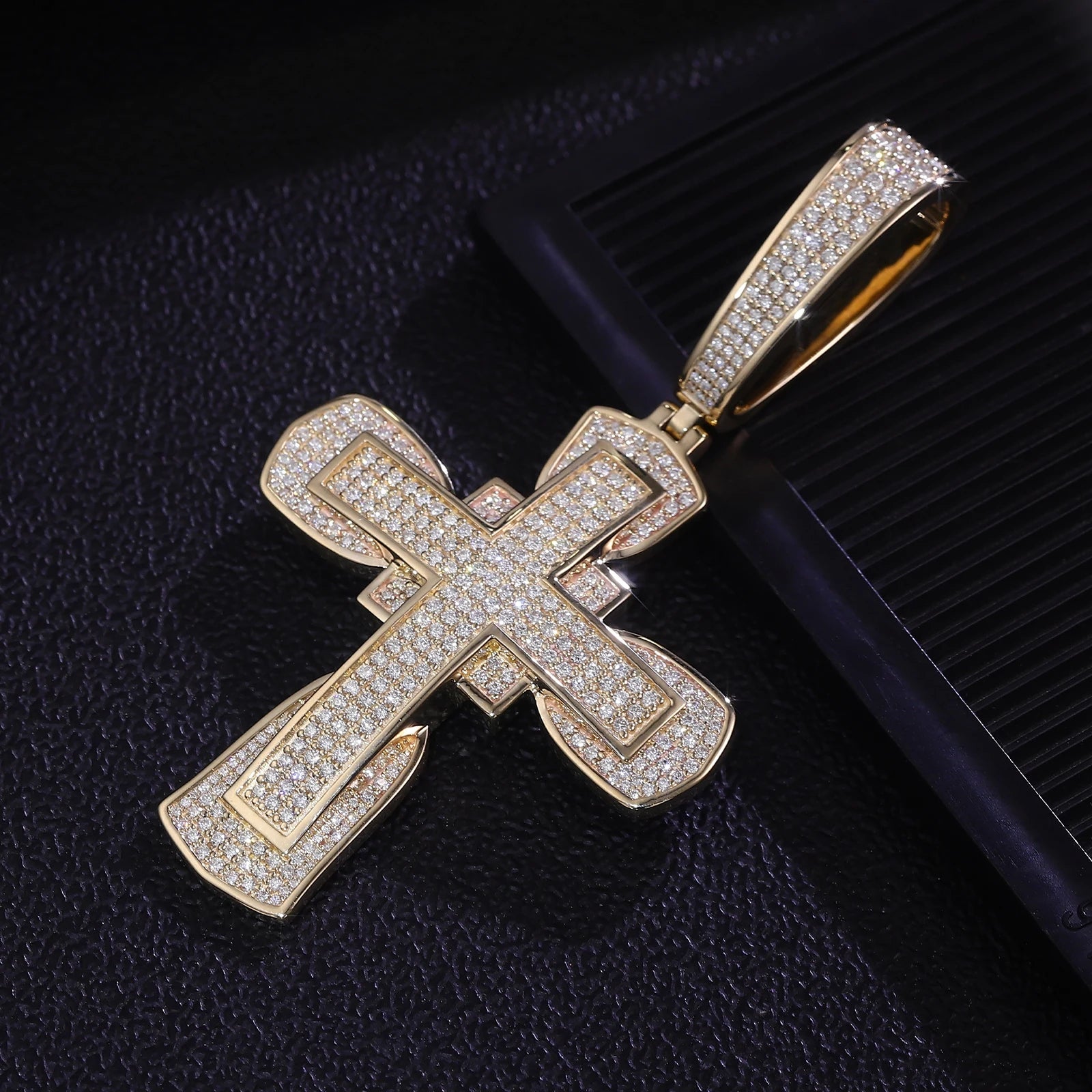 Provence Hip Hop Pendant for Women Moissanite Cross Pendant Custom Jewelry Real K Gold Charm Yellow Gold Pendant
