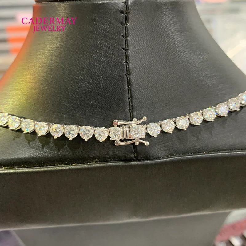 925 Silver V Shape Moissanite Necklace 3 Prongs VVS1 Moissanite Graduated Tennis Chain for Women Wedding Party Christmas Gift