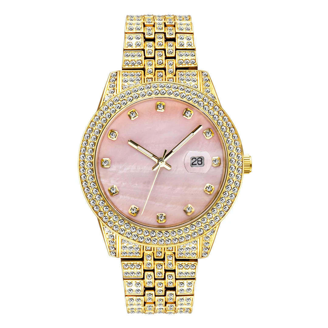 Green Women Watch Elegant Fashion Retro Style Color Ladies Quartz Watches Diamond Band Calendar Waterproof Wristwatch Female