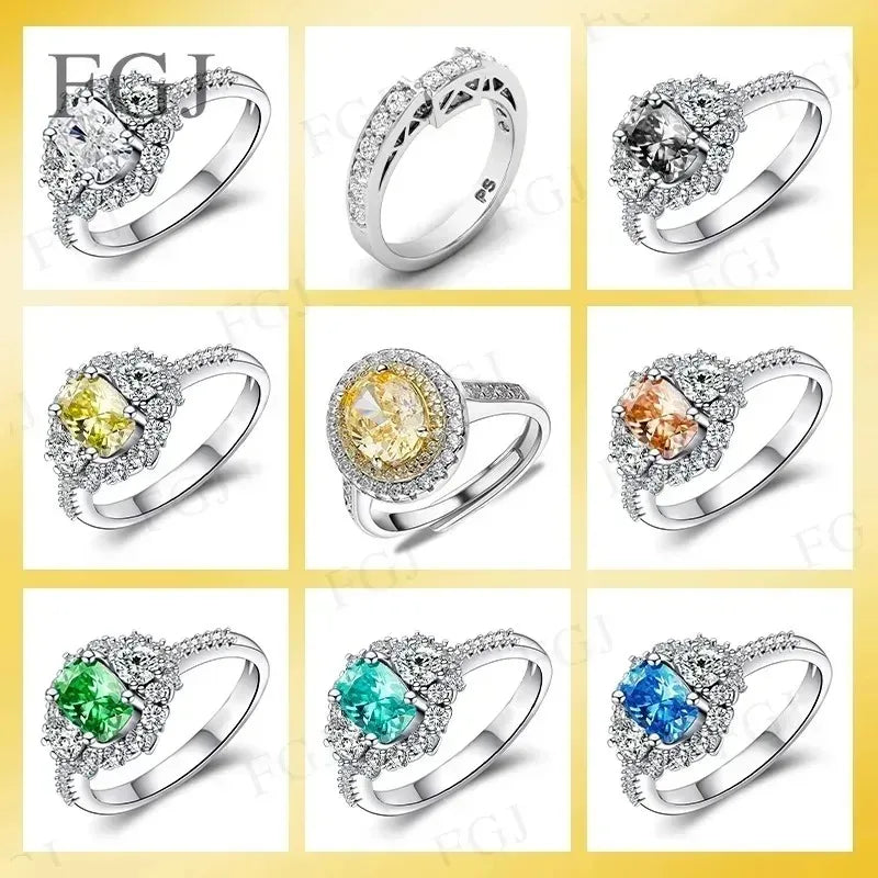 925 Sterling Silver Moissanite Cuban Chain White & Yellow Gold Plated Full Chain Sparkle Fine Necklace For Wedding Gifts