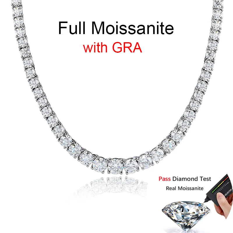 BXINY Luxury Gradient Full Moissanite Tennis Necklaces S925 Silver GRA Certified Diamond for Women Romantic Bridal Gifts Jewelry