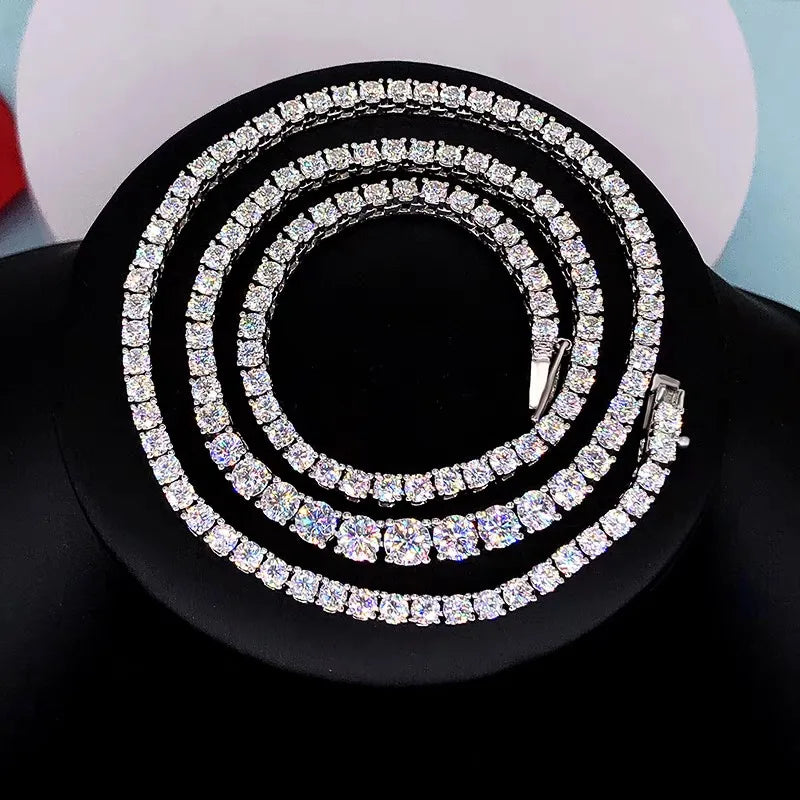 BXINY Luxury Gradient Full Moissanite Tennis Necklaces S925 Silver GRA Certified Diamond for Women Romantic Bridal Gifts Jewelry