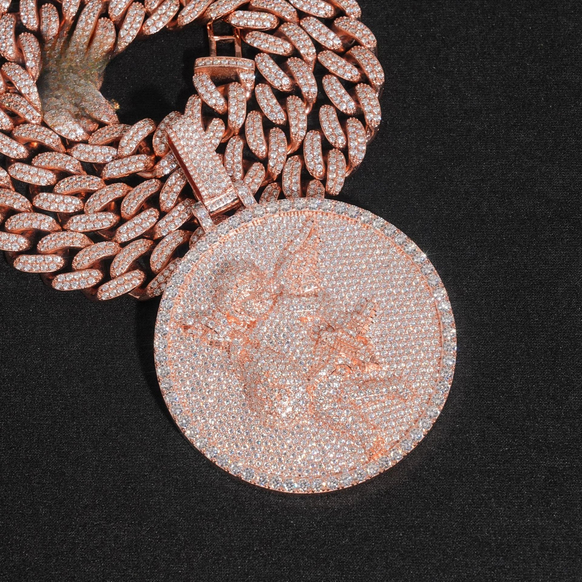 2.5 inch disc angel hip hop pendant 925 silver moissanite pendant can wear 10mm chain (without chain)