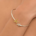 Gold Starfish Bracelet, Two-Tone Silver and Gold, Nature Inspired Jewelry Gift for Women